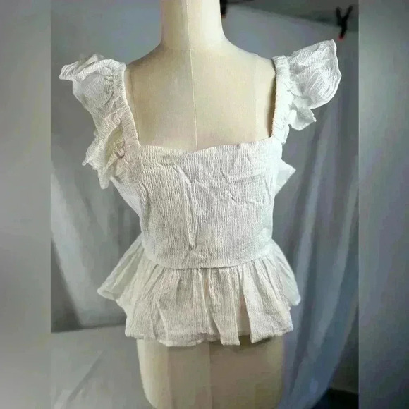 NWT! - Anisa Peplum Bow Back Blouse White (Size Large) - Picture 4 of 11